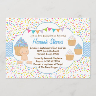 Invitación El bebé de la magdalena asperja al muchacho azul