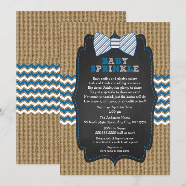 Invitación El bebé de la pajarita asperja las invitaciones, (Anverso / Reverso)