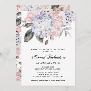 Invitación El bebé de los Hydrangeas el   de la acuarela del