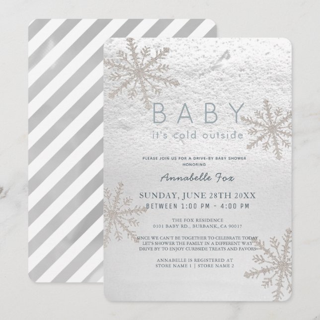 Invitación El bebé de Snowflake es el Baby Shower en frío (Anverso / Reverso)