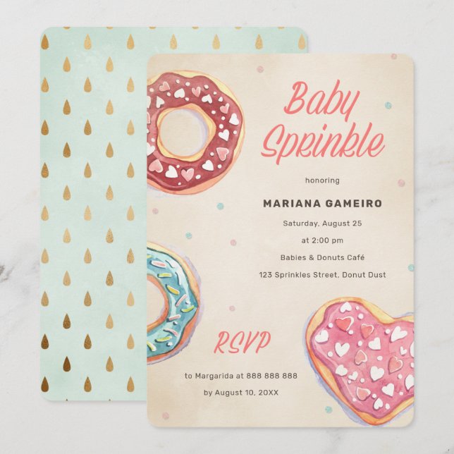 Invitación El bebé del buñuelo asperja moderno simple neutral (Anverso / Reverso)