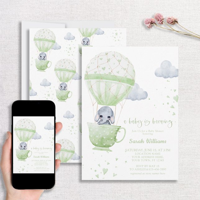Invitación El bebé del elefante verde sabio está preparando B (Subido por el creador)