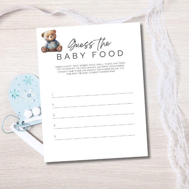 Invitación El bebé del juego de Baby Shower adivina la comida (Baby Shower Game for Baby Boy Shower. Guess The Baby Food Game)