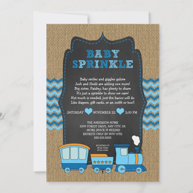 Invitación El bebé del MUCHACHO del TREN asperja/la pizarra (Anverso)