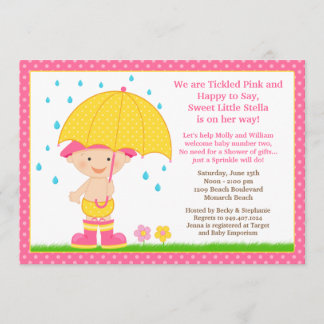 Invitación El bebé del paraguas asperja rosa de la ducha