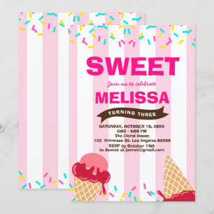 Invitación El bebé dulce del helado asperja cumpleaños de la