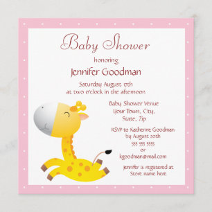 Invitación El bebé dulce Giraffe Rosa Baby Shower