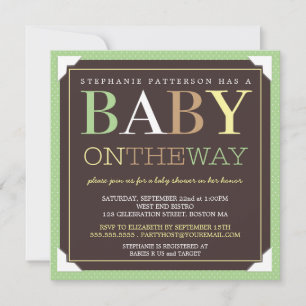 Invitación El bebé en el camino del moderno Baby Shower verde