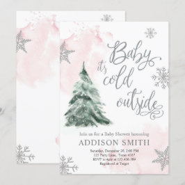 Invitación El bebé está frío fuera de la ducha Chica de árbol