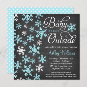 Invitación El bebé está frío fuera del Baby Shower azul de Ch