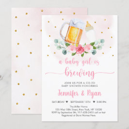 Invitación El Bebé Está Preparando Baby Shower Floral De Oro