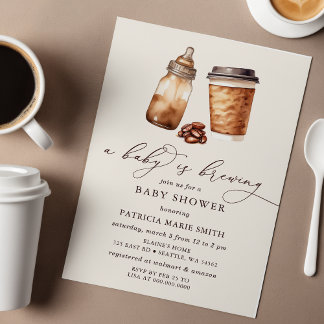 Invitación El bebé está preparando café Cumpleaños de bebé ne