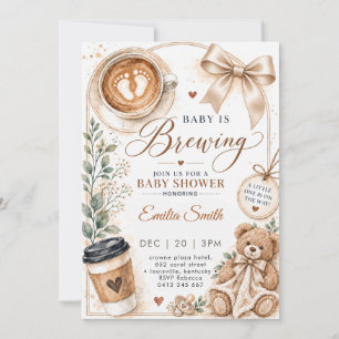 Invitación El bebé está preparando café Oso de peluche Baby S