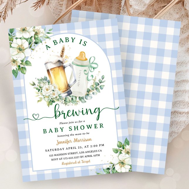 Invitación El bebé está preparando cerveza Baby Shower Boy Bl (Subido por el creador)