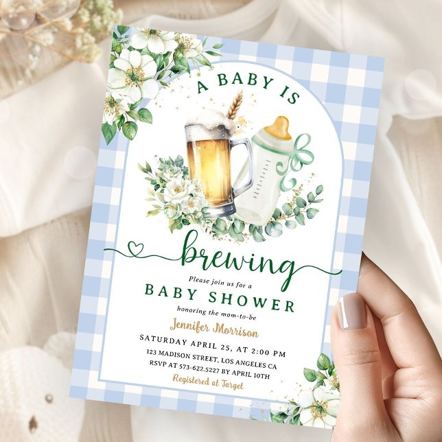 Invitación El bebé está preparando cerveza Baby Shower Boy Bl (Subido por el creador)