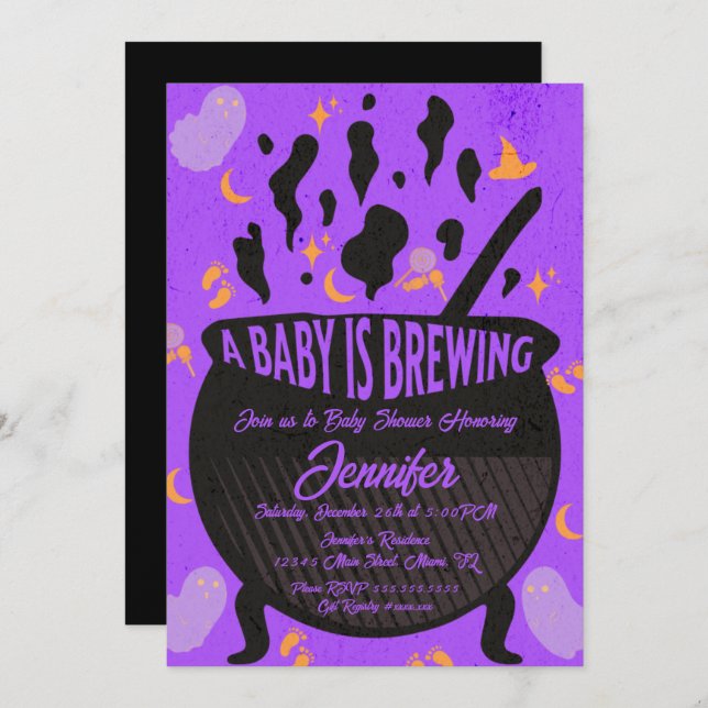 Invitación El bebé está preparando el Baby Shower retro de Gh (Anverso / Reverso)