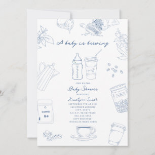 Invitación El bebé está preparando el café de inodoro Azul Ni