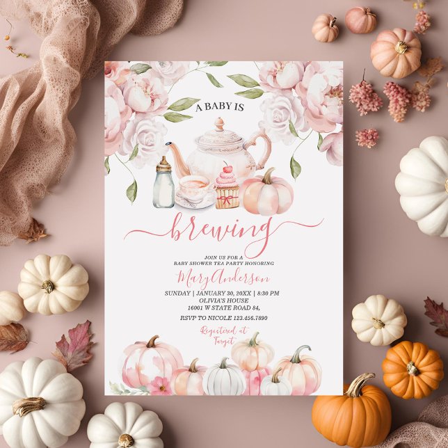 Invitación El Bebé Está Preparando Un Fiesta De Té Floral Ros (Subido por el creador)
