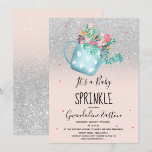 Invitación El bebé floral de la plata de la regadera asperja