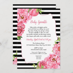 Invitación El bebé floral del rosa de moda del chica asperja