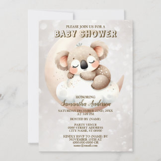 Invitación El bebé Koala de la cola de Baby Shower