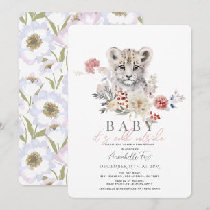 Invitación El bebé leopardo de la nieve está frío fuera de Ba