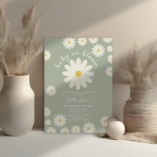 Invitación El bebé margarita verde retro Groovy en una ducha 