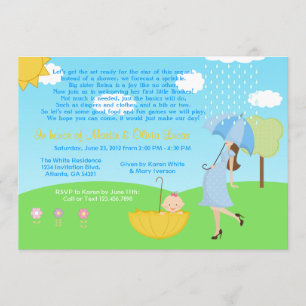 Invitación El bebé moderno lindo de la mamá y del bebé