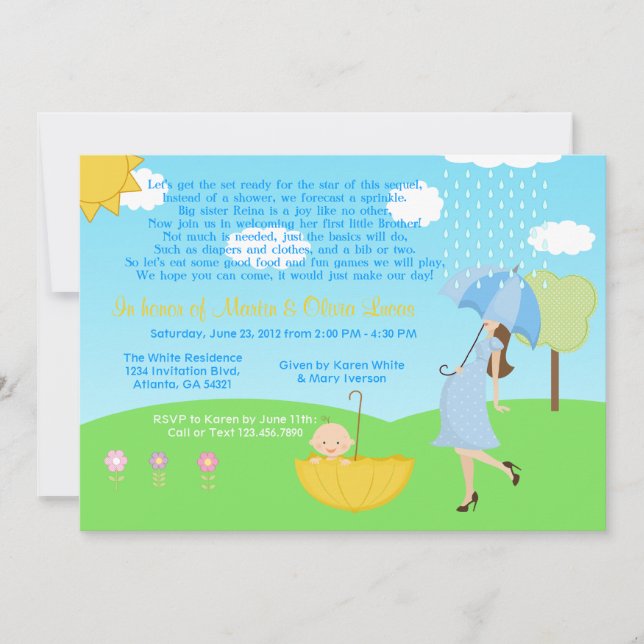 Invitación El bebé moderno lindo de la mamá y del bebé (Anverso)