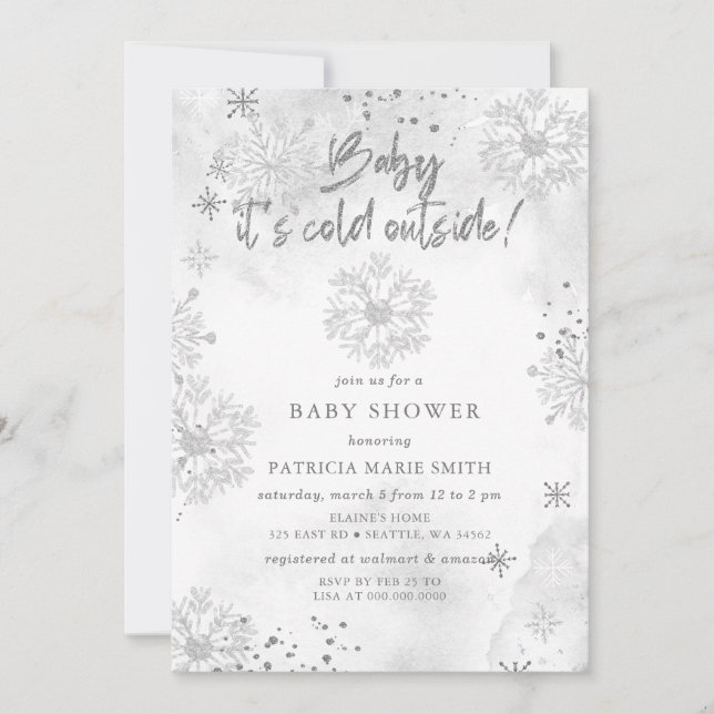 Invitación El bebé plateado está frío fuera del Baby Shower i (Anverso)