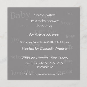 Invitación El bebé redacta Baby Shower Invitación-gris