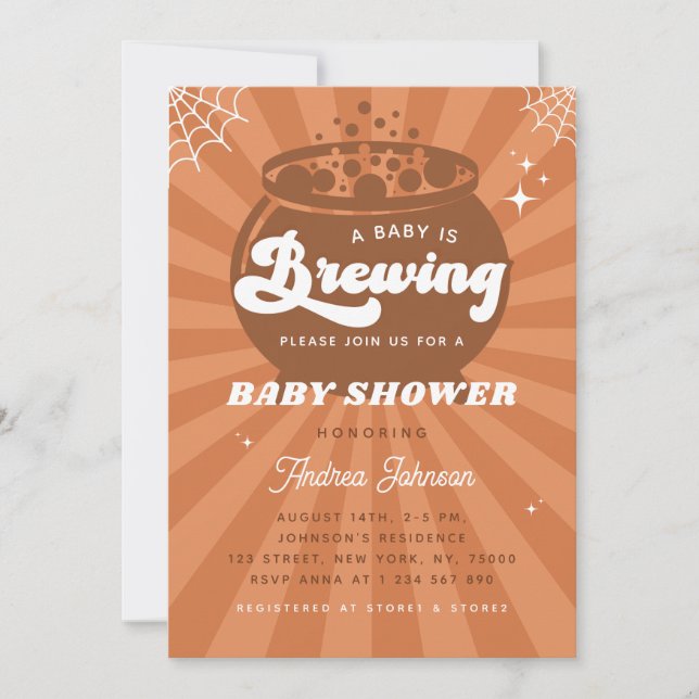 Invitación El bebé Retro Groovy está preparando Baby Shower d (Anverso)