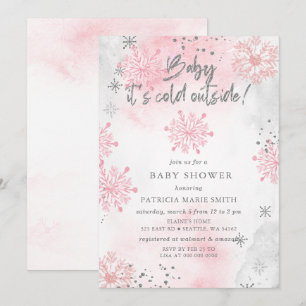 Invitación El bebé rosado está frío fuera del Baby Shower inv