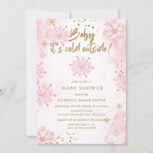 Invitación El bebé rosado está frío fuera del Baby Shower inv
