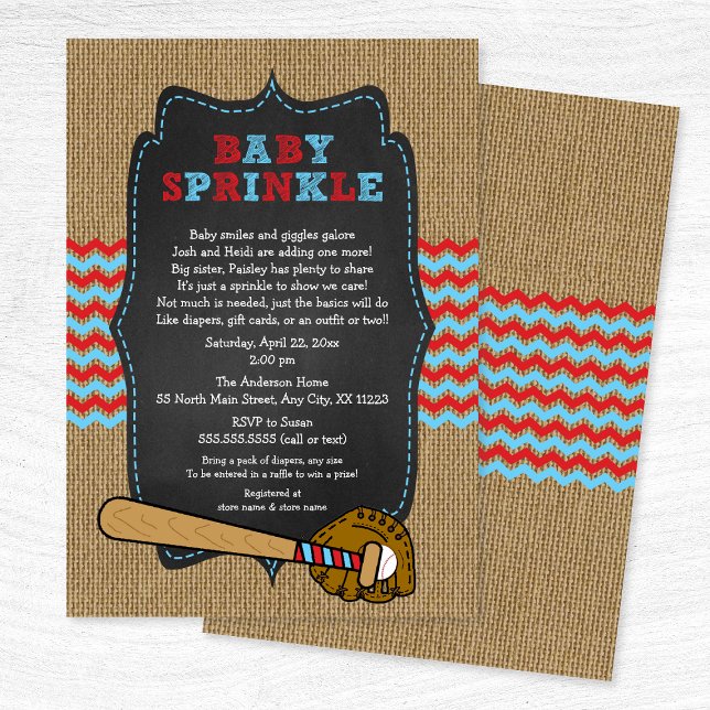 Invitación El bebé rústico del béisbol fiesta de bienvenida (Subido por el creador)