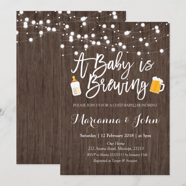 Invitación El bebé rústico está elaborando cerveza la (Anverso / Reverso)
