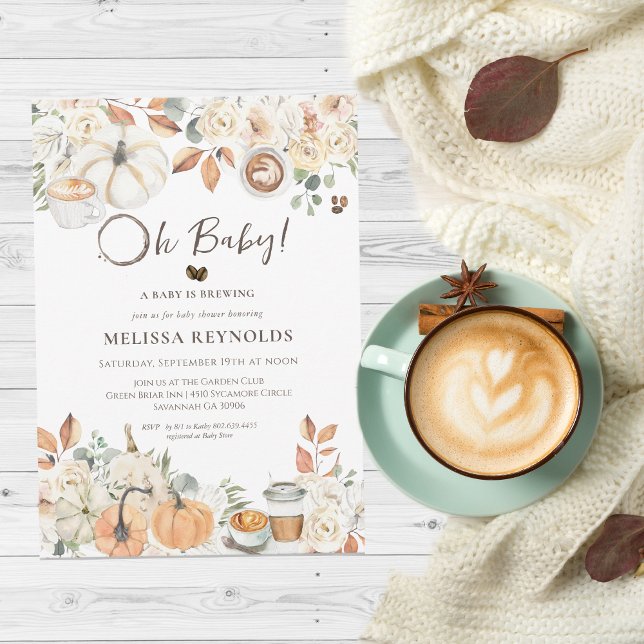 Invitación El bebé se está preparando | Autumn Coffee Baby Sh (Subido por el creador)