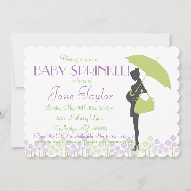 Invitación El bebé verde de la silueta asperja (Anverso)