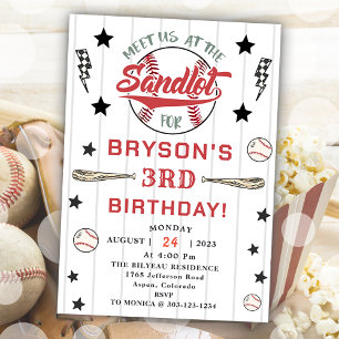 Invitación El beisbol 3.ᵉʳ cumpleaños Vintage Rookie Fiesta