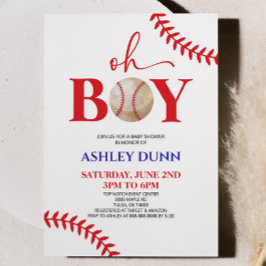 Invitación El béisbol es un niño Baby Shower rojo azul