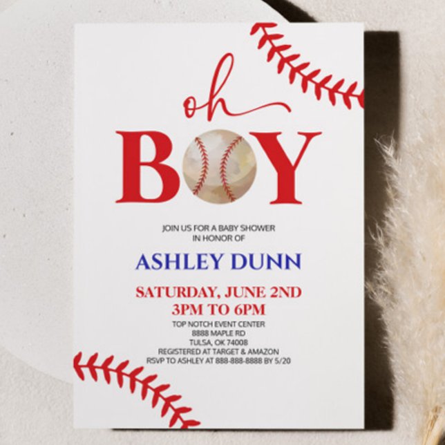 Invitación El béisbol es un niño Baby Shower rojo azul (Subido por el creador)