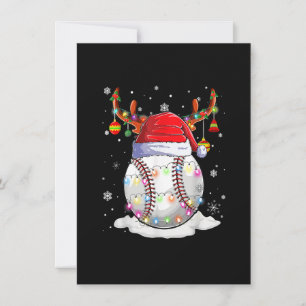Invitación El béisbol Navidades de renos de Santa Hat se ilum
