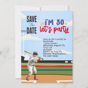 Invitación El béisbol salva la fecha 30 Fiesta de cumpleaños