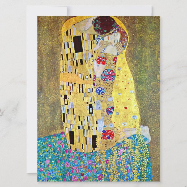 Invitación El beso de Gustav Klimt, Boda de Art Nouveau (Anverso)