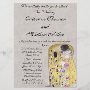 Invitación El beso de Klimt Boda White Gold Art Nouveau