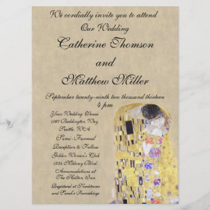 Invitación El beso de Klimt Creamy Sand Wedding