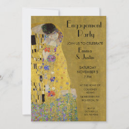 Invitación El beso de Klimt - Partido de compromiso Art Nouve
