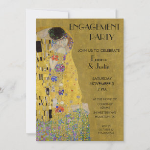 Invitación El beso de Klimt - Partido de compromiso Art Nouve