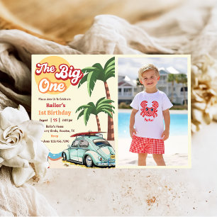 Invitación El Big One Surf Beach, primera foto de cumpleaños