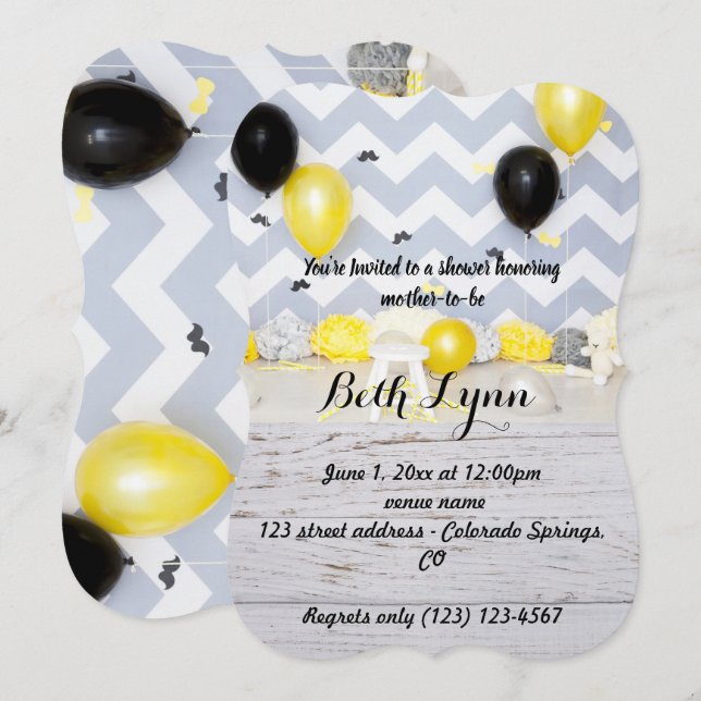 Invitación El bigote de Baby Shower esconde el destino del de (Anverso / Reverso)